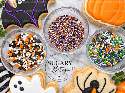 Halloween Cookie Decorating Kit, 12 Large Cookies, Royal Icing, Sprinkles, DIY Family Activity