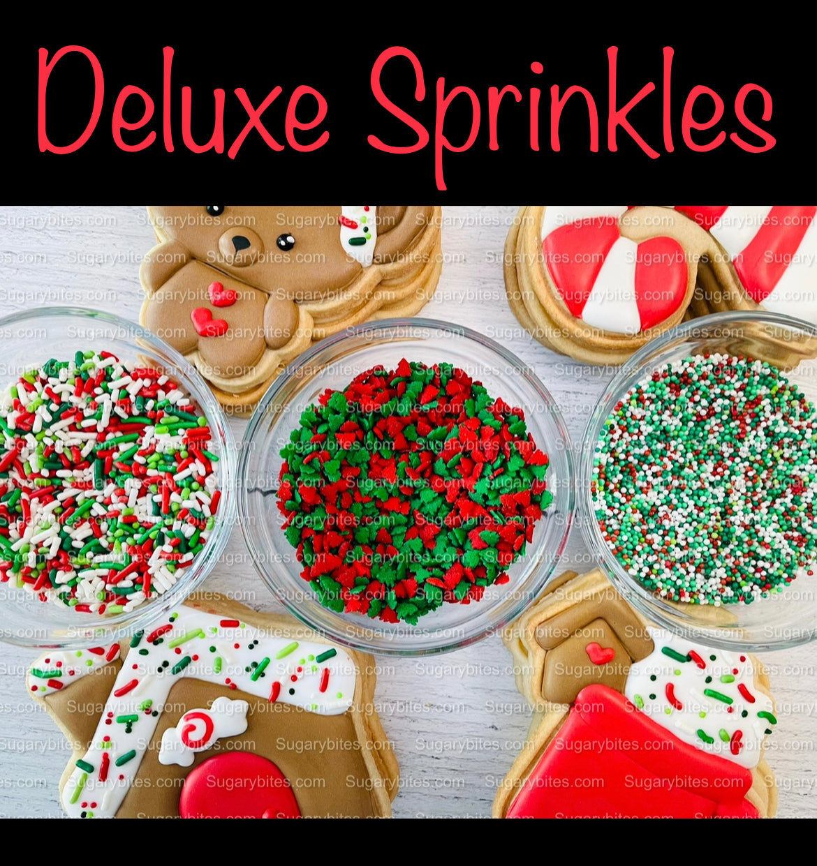 Christmas Cookie Decorating Kit, Christmas DIY Cookie Kit, (Large Cookies), ***INCLUDES 24 ITEMS*** W/ 3 Deluxe Sprinkles and 4 Icing Bags.