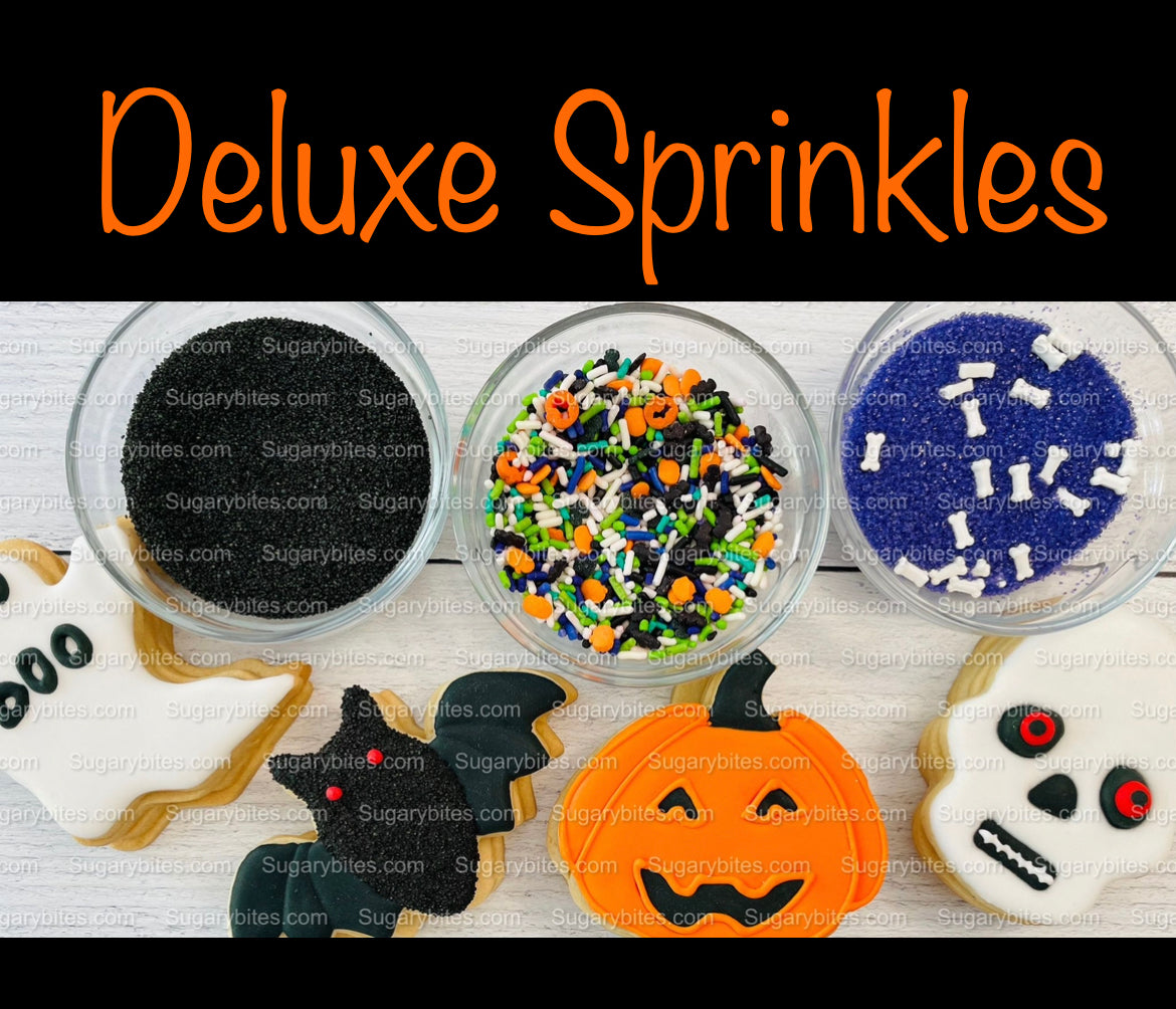 Halloween Cookie Decorating Kit, DIY Cookie Kit, (Large Cookies) ***INCLUDES 24 ITEMS*** With 4 Icing Bags & 3 Deluxe Sprinkle!