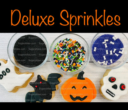 Halloween Cookie Decorating Kit, DIY Cookie Kit, (Large Cookies) ***INCLUDES 24 ITEMS*** With 4 Icing Bags & 3 Deluxe Sprinkle!