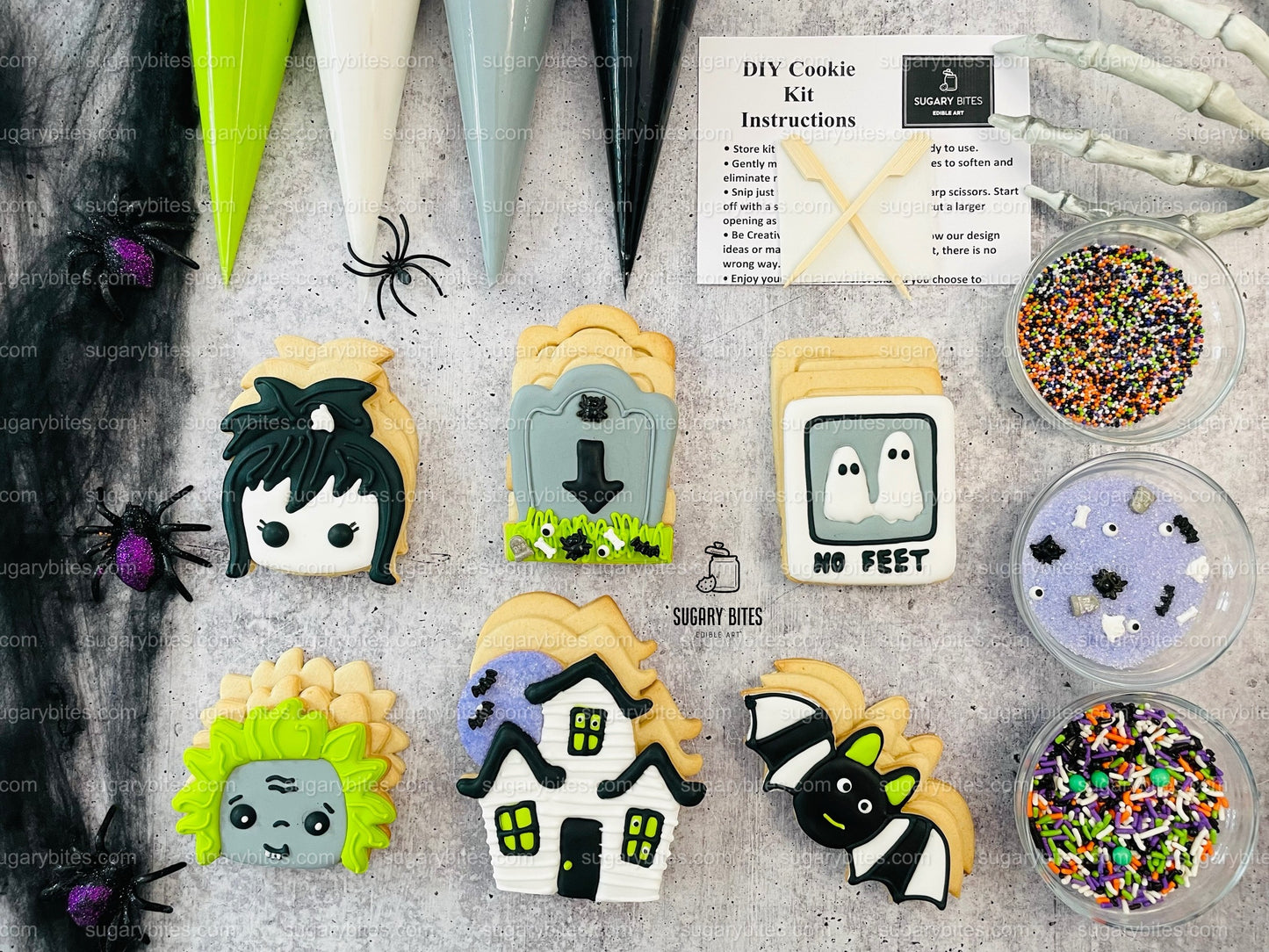 Halloween Cookie Decorating Kit, DIY Cookie Kit, (Large Cookies) ***INCLUDES 24 ITEMS*** With 4 Icing Bags & 3 Deluxe Sprinkle!!