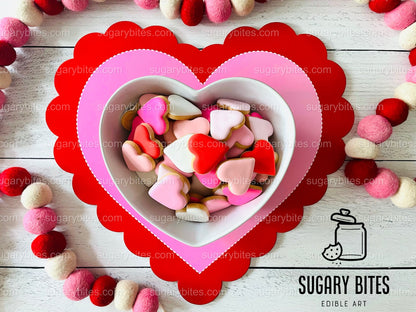 Valentines Day Mini Heart Cookie Packs, MINI Heart Sugar Cookies, Valetines Gift,**SET of 5 BAGS** (35 heart cookies total)