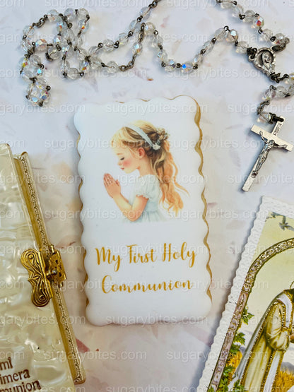 First Holy Communion Decorated Cookies – Handmade Printed Communion Cookies | Personalized Message | Sugar Vanilla or Gluten-Free