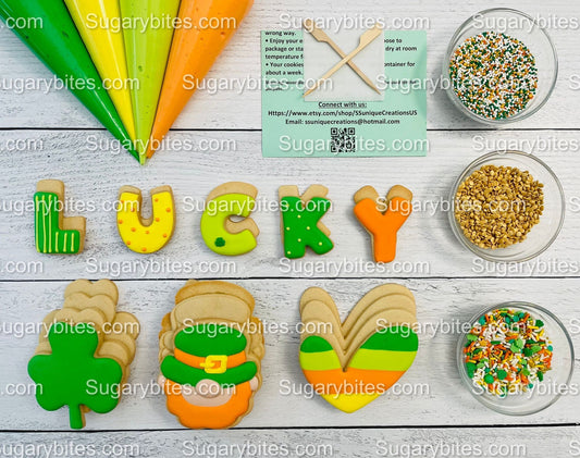 St Patrick’s Day Cookie Decorating Kit, St. Patrick’s Day DIY Cookie Kit, **INCLUDES 26 ITEMS** , Included Deluxe Sprinkles