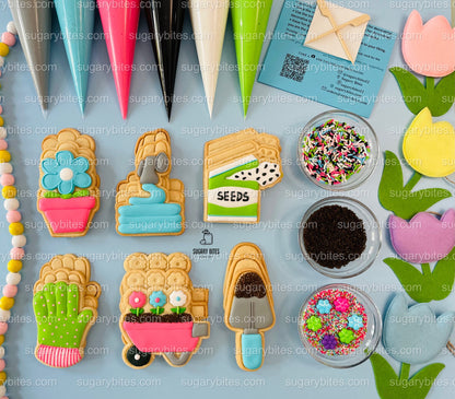 Gardening Cookie Decorating Kit, DIY Spring Sugar Cookie Decorating Kit, **INCLUDES 24 or 26 ITEMS**, (Large Cookies) with Deluxe Sprinkles!