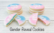 Load image into Gallery viewer, Gender Reveal Cookies, Baby Shower Cookies, (Includes 12 Large Cookies), baby shower favors, Baby Gender Reveal Cookies!
