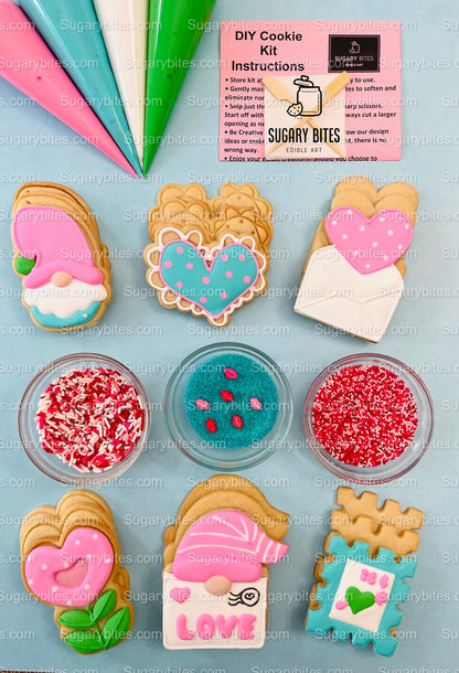 Valentine’s Day Cookie Decorating Kit, Heart DIY Cookie Kit, **INCLUDES 24 ITEMS** (Large Cookies), Deluxe Sprinkles Included!!!