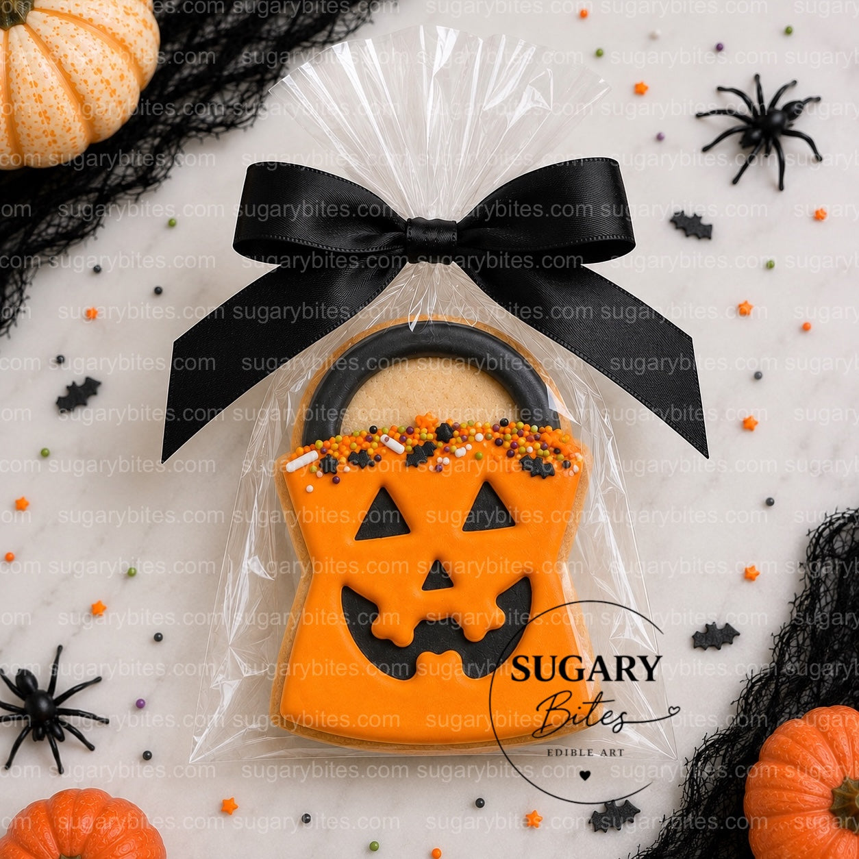 Halloween Pumpkin Cookie Favors – 12 Hand-Decorated Royal Icing Cookies | Individually Wrapped