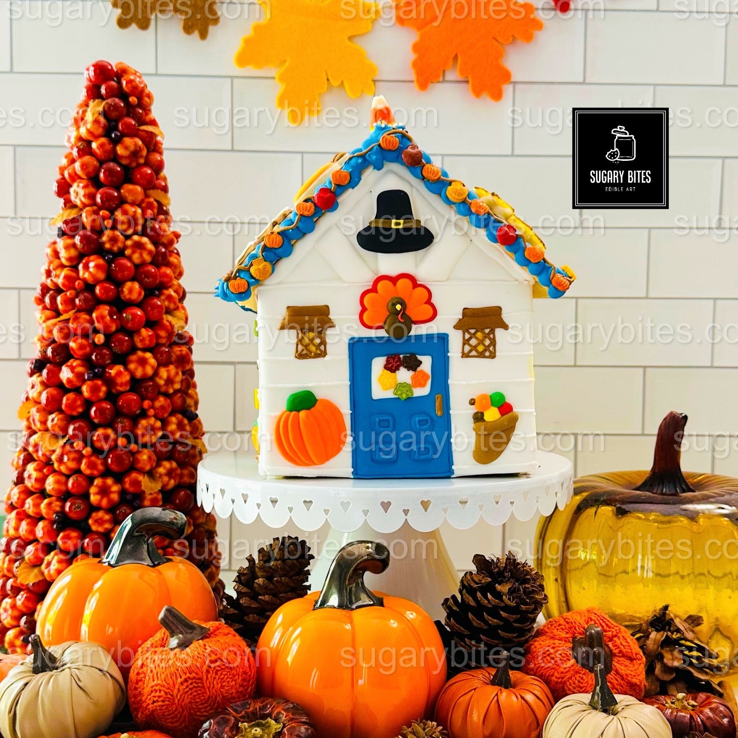 Fall Gingerbread House Cookie Decorating Kit, DIY Cookie Kit, (Large Cookies), ***INCLUDES 30 ITEMS***With 5 Icing Bags & 11 Deluxe Sprinkles