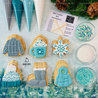 Winter Cookie Decorating Kit, Winter DIY Cookie Kit, (Large Cookies) ***INCLUDES 24 ITEMS*** With 4 Icing Bags & 3 Deluxe Sprinkle!!