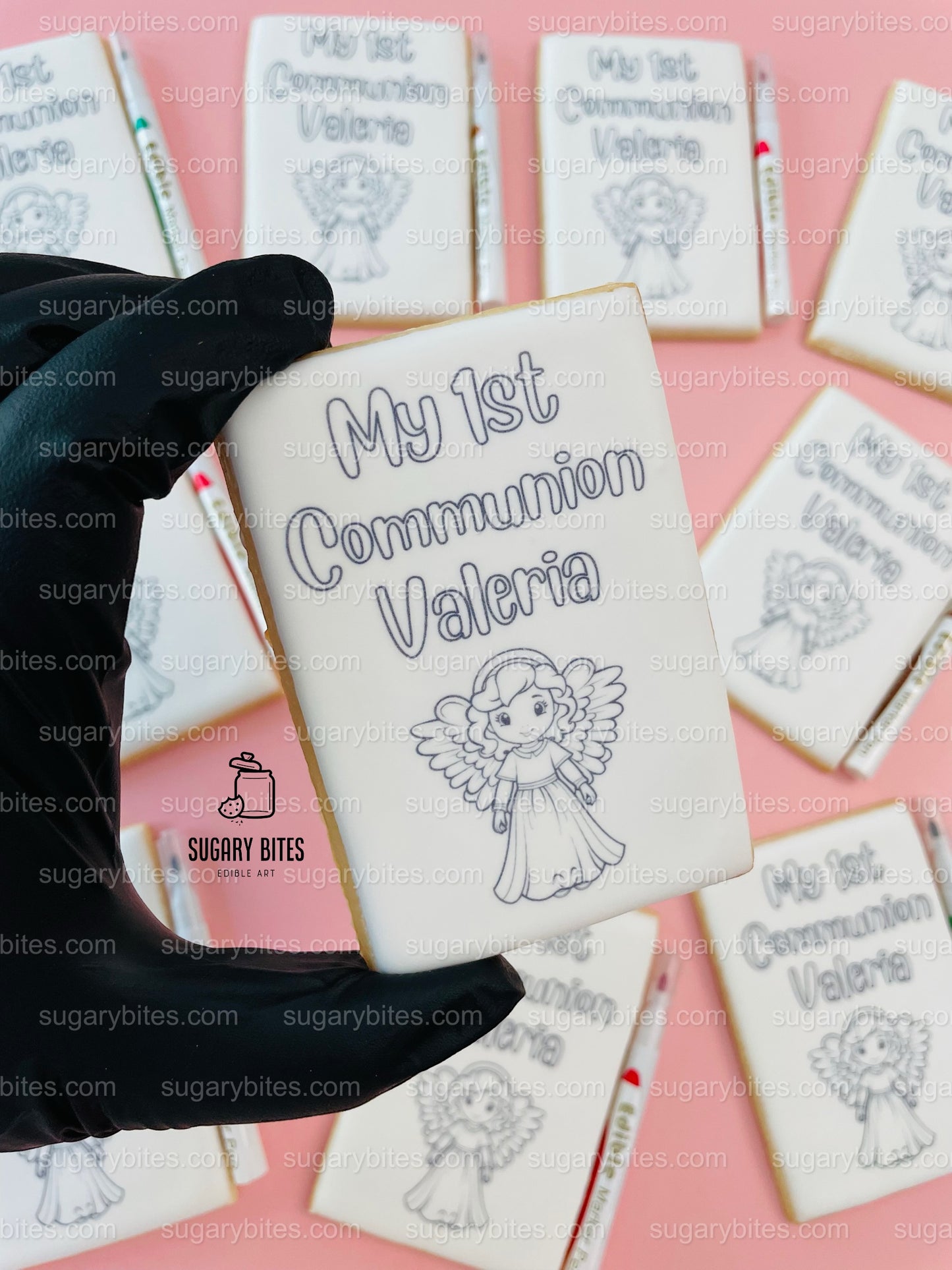 1st Communion Color me Cookies, Set of 12 Coloring Cookies with 12 Edible Markers, ** We can create/personalize any design of your choice **