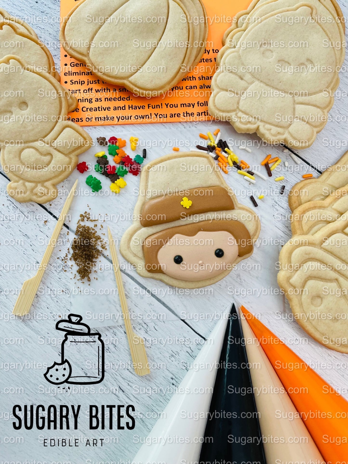 Fall Cookie Decorating Kit, Fall DIY Decorating Cookies Kit, (Large Cookies), **INCLUDES 24 ITEMS**, with 4 Icing Bags and 3 Sprinkles!