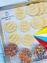 Load image into Gallery viewer, Logo Cookie Kit, Logo Custom Cookie Kit, ** INCLUDES 24 ITEMS** (Large Cookies) …Choose your Sprinkle &amp; Icing Colors!
