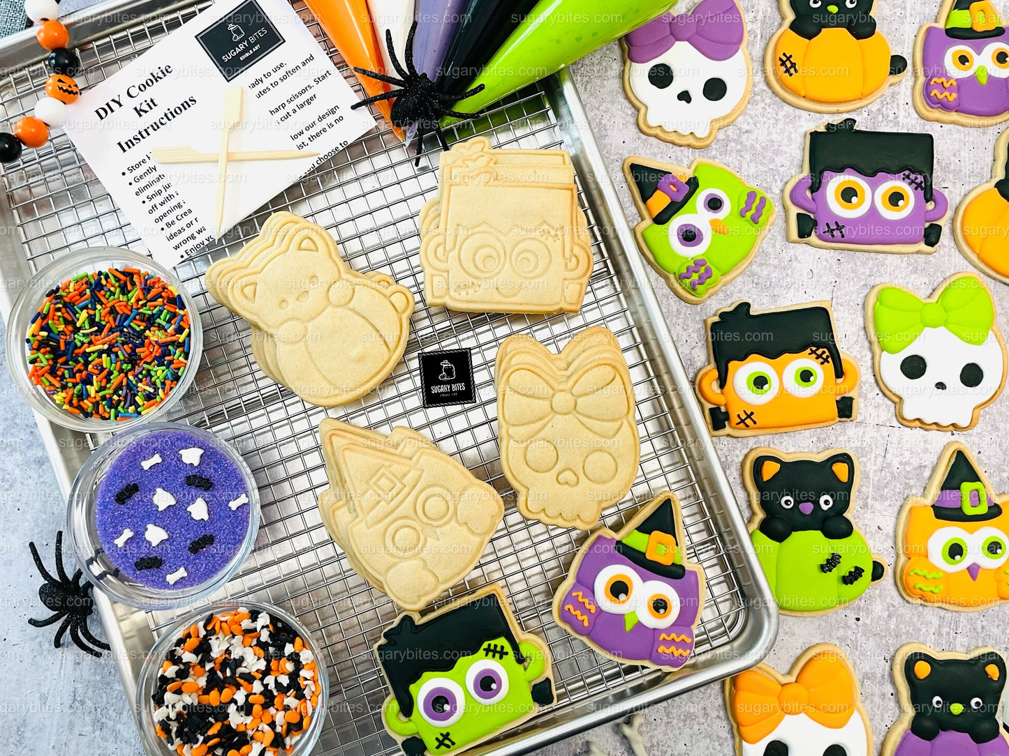 Halloween Cookie Decorating Kit, DIY Cookie Kit, (Large Cookies) ***INCLUDES 24 ITEMS*** With 4 Icing Bags & 3 Deluxe Sprinkles!!!