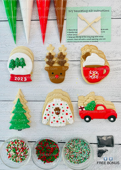 Christmas Cookie Decorating Kit, Christmas DIY Cookie Kit, (Large Cookies), ***INCLUDES 26 ITEMS*** with Free Bonus!!