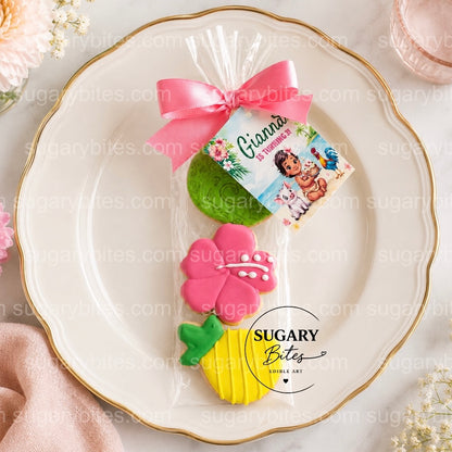 Moana-Inspired Mini Cookie Favor Bags – Set of 12 Personalized Birthday Favors | Island Princess Inspired | Tropical Island Birthday |