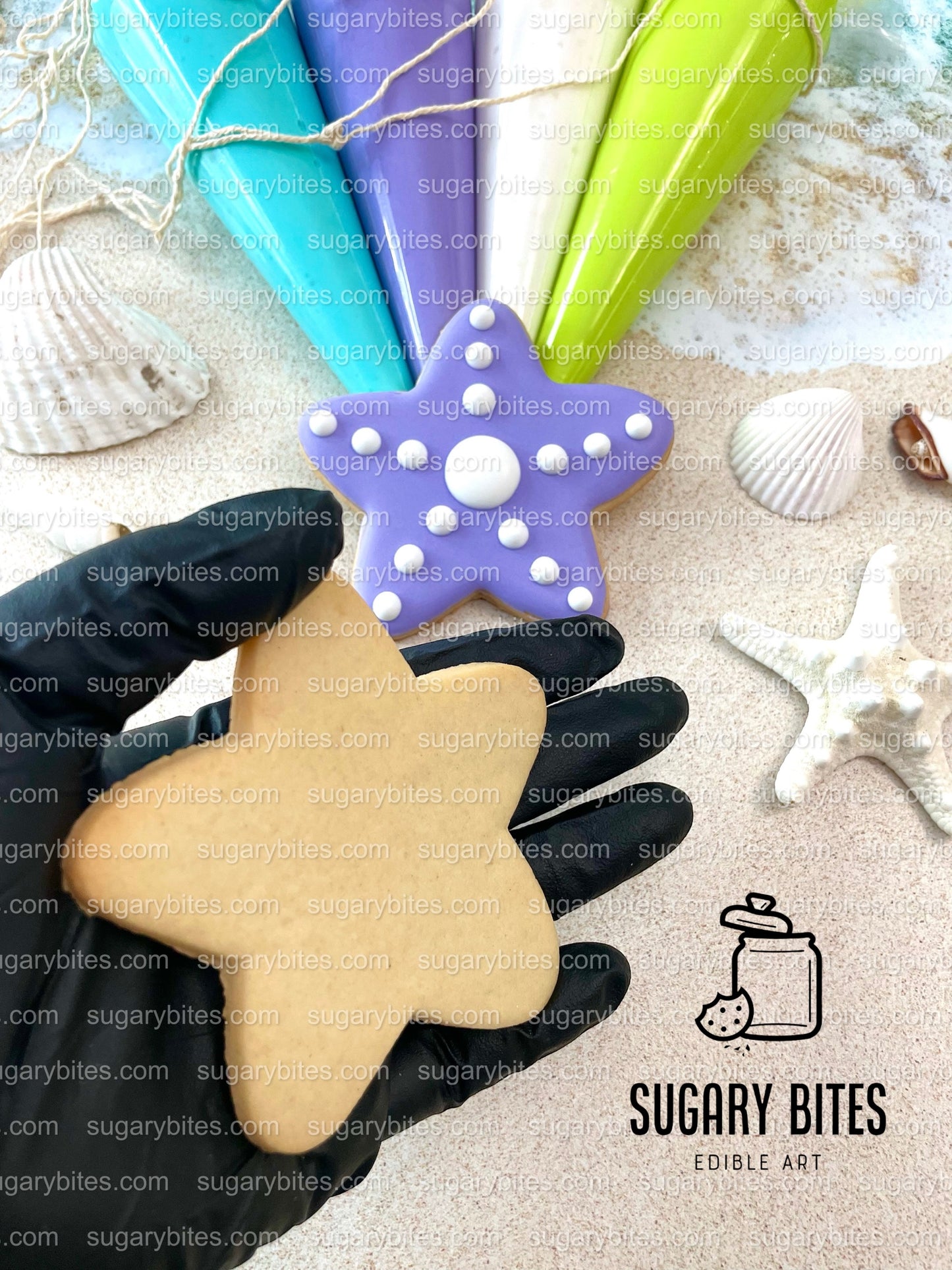 Mermaid Cookie Decorating Kit, *INCLUDES 24 ITEMS* (Large Cookies) …… with 4 ICING bags and 3 Deluxe Sprinkles