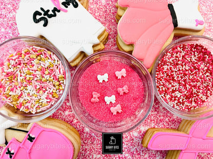 Pink DIY Cookie Kit | Sugar Vanilla Decorate-Your-Own Cookies | Pink Ribbon Fundraiser Gift Set | (Large Cookies) ***INCLUDES 24 ITEMS*** With 4 Icing Bags & 3 Deluxe Sprinkle!!