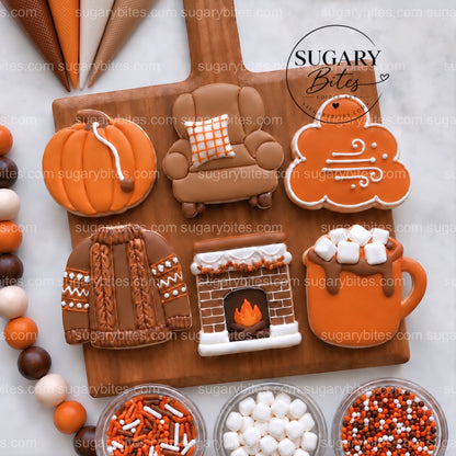 Fall Cookie Decorating Kit, Fall Cookies, 12 Undecorated Cookies, 4 Icing Bags, Sprinkles, Ready-to-Use DIY Activity