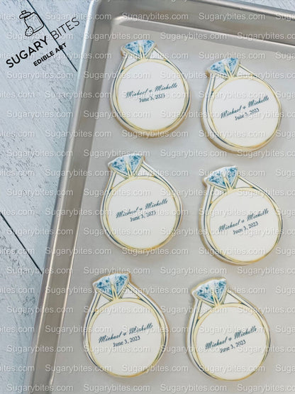 Wedding Ring Cookies,  Bridal Shower Cookies, **SET of 12 Cookies** Engagement Cookies, Bridal Party Gift, Bridal Flavors, Gourmet Fresh Cookies