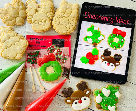 Christmas Cookie Decorating Kit, Christmas DIY Cookie Kit, (Large Cookies), ***INCLUDES 25 ITEMS*** With 5 Icing Bags & 3 Deluxe Sprinkles!