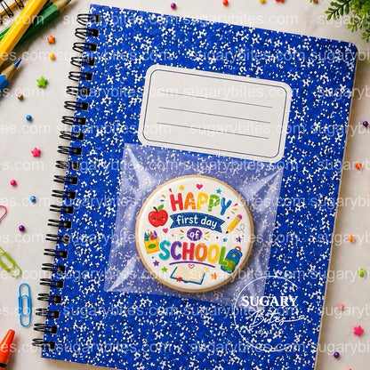 Back to School Cookies, Happy First Day of School Cookies, , Edible Image Cookies, Teacher and Student Treats, 1 Dozen