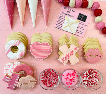 Valentines Day Cookie Decorating Kit, DIY Valentine Cookie Decorating Kit, **INCLUDES 24 ITEMS** (Large Cookies), Valentine's Day Cookies