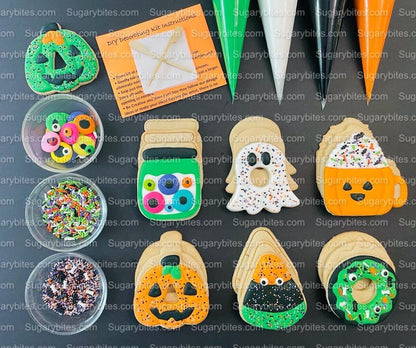 Halloween Cookie Decorating Kit, DIY Cookie Kit, (Large Cookies) ***INCLUDES 25 ITEMS*** With 4 Icing Bags & 4 Deluxe Sprinkle!