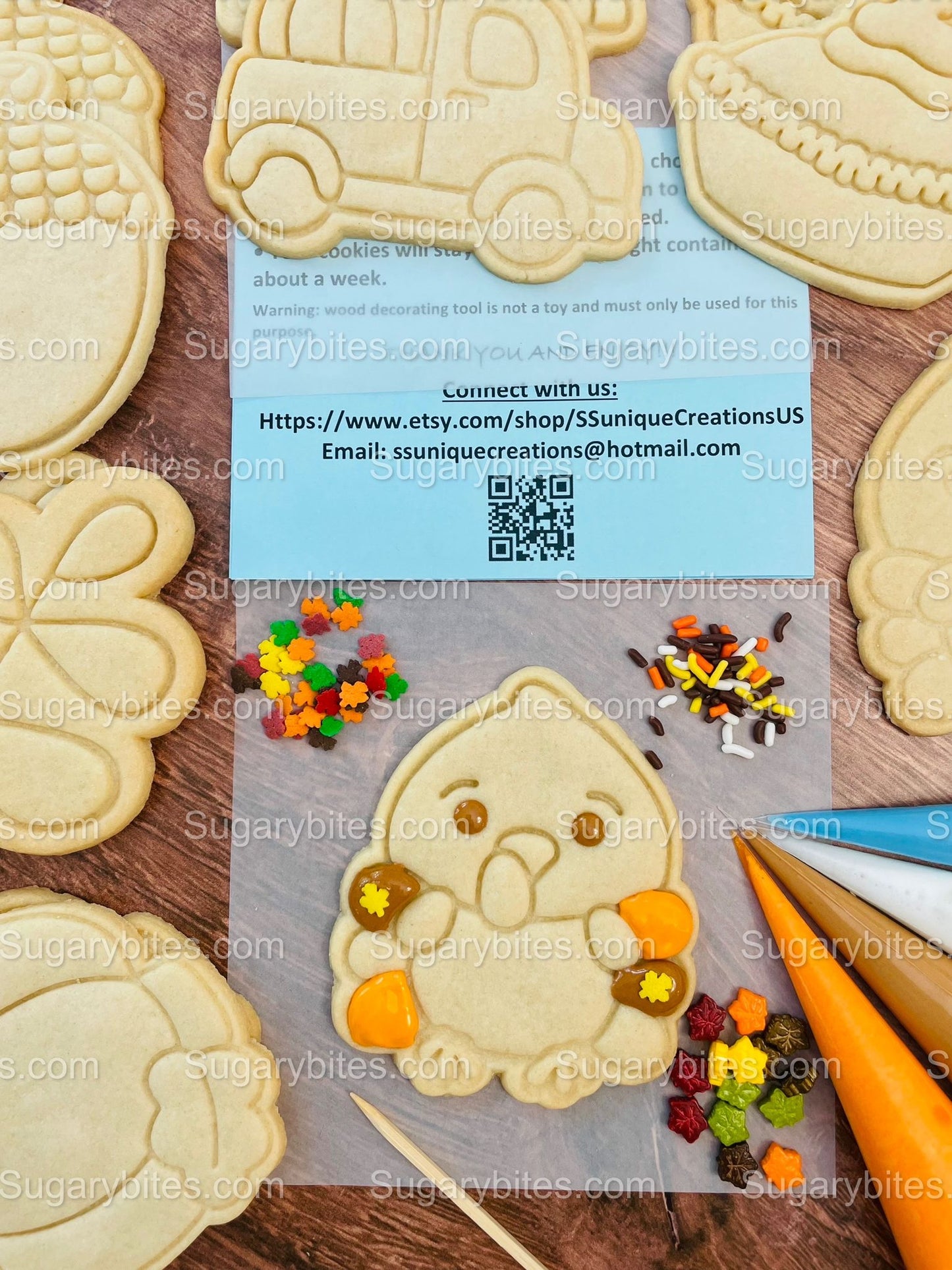 Fall Cookie Decorating Kit, Fall DIY Cookies Kit, (Large Cookies), **INCLUDES 24 ITEMS**, with 4 Icing Bags and 3 Sprinkles!