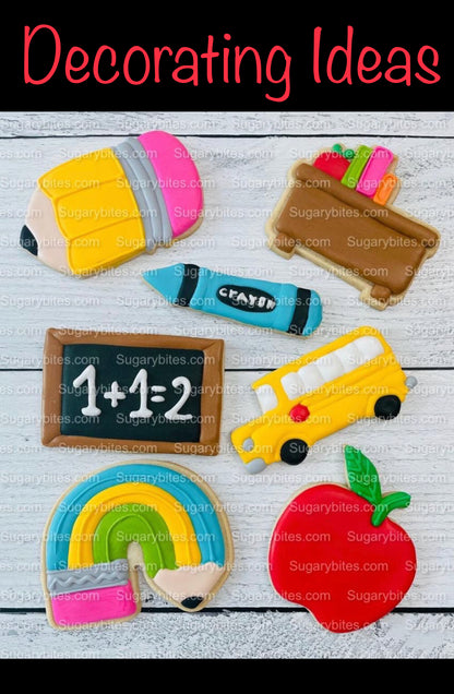 Back to School Cookie Decorating Kit, ***INCLUDES 28 ITEMS***** (large cookies), teacher appreciation, School gift…. includes FREE Bonus!!!