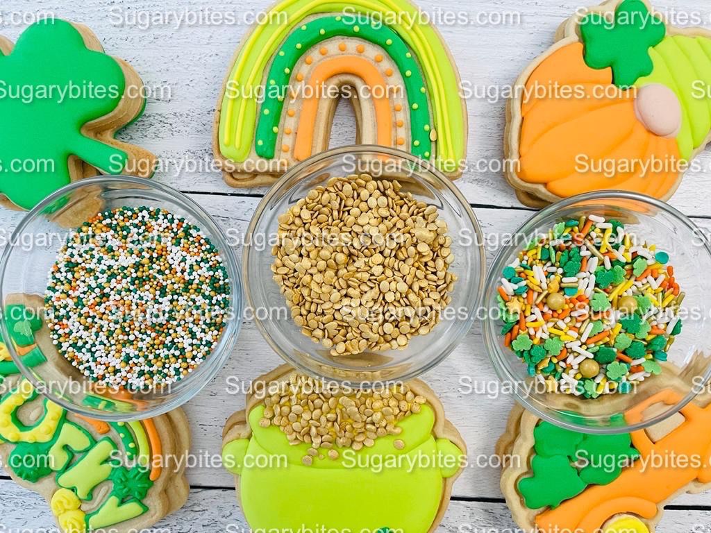 St Patrick’s Day Cookie Decorating Kit, St. Patrick’s Day DIY Cookie Kit, **INCLUDES 24 ITEMS** (Large Cookies), Included Deluxe Sprinkles