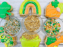 Load image into Gallery viewer, St Patrick’s Day Cookie Decorating Kit, St. Patrick’s Day DIY Cookie Kit, **INCLUDES 24 ITEMS** (Large Cookies), Included Deluxe Sprinkles
