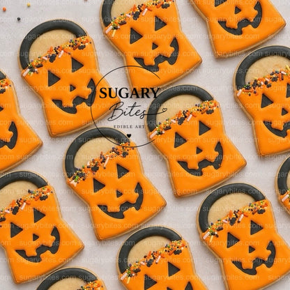 Halloween Pumpkin Cookie Favors – 12 Hand-Decorated Royal Icing Cookies | Individually Wrapped