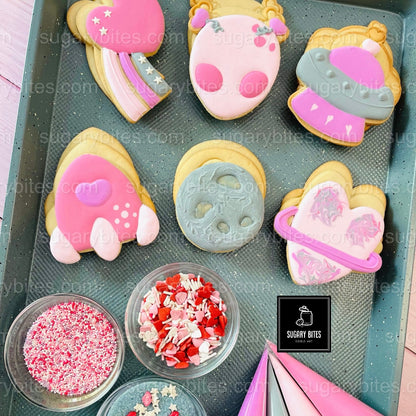 Valentine’s Day Cookie Decorating Kit | Space Cookies | Alien Cookies | Sugar Vanilla or Gluten-Free | INCLUDES 24 ITEMS*(Large Cookies)
