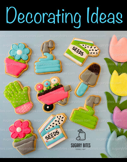 Gardening Cookie Decorating Kit, DIY Spring Sugar Cookie Decorating Kit, **INCLUDES 24 or 26 ITEMS**, (Large Cookies) with Deluxe Sprinkles!