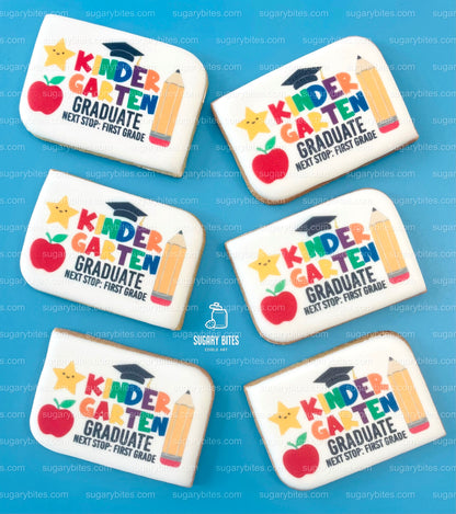 Kindergarten Cookies, Kindergarten Graduation Gift, Edible Photo Cookies, (Includes 12 Cookies), Kindergarten favors, Kindergarten Grad.