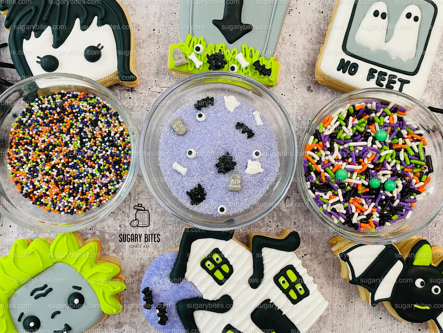 Halloween Cookie Decorating Kit, DIY Cookie Kit, (Large Cookies) ***INCLUDES 24 ITEMS*** With 4 Icing Bags & 3 Deluxe Sprinkle!!