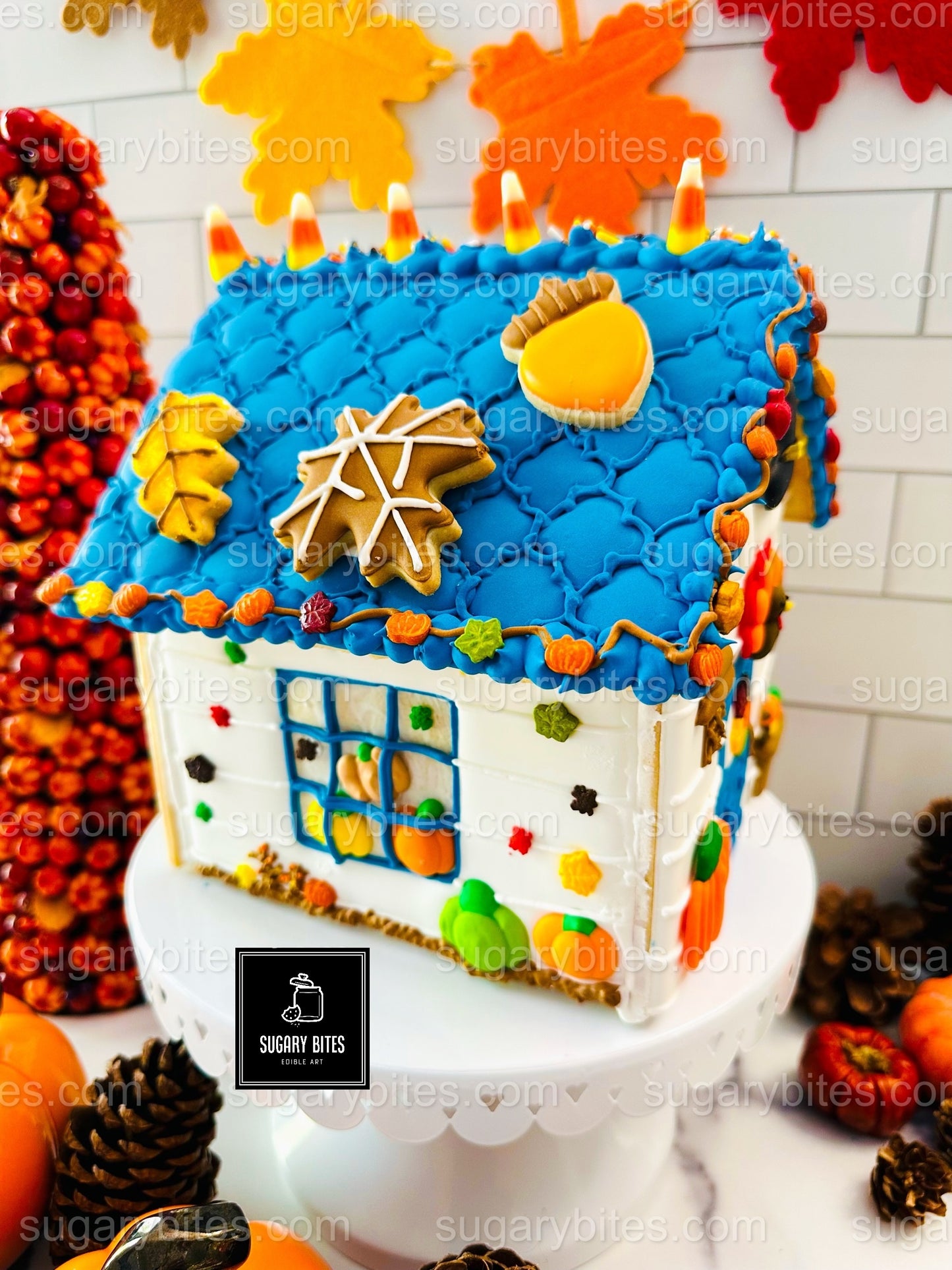 Fall Gingerbread House Cookie Decorating Kit, DIY Cookie Kit, (Large Cookies), ***INCLUDES 30 ITEMS***With 5 Icing Bags & 11 Deluxe Sprinkles