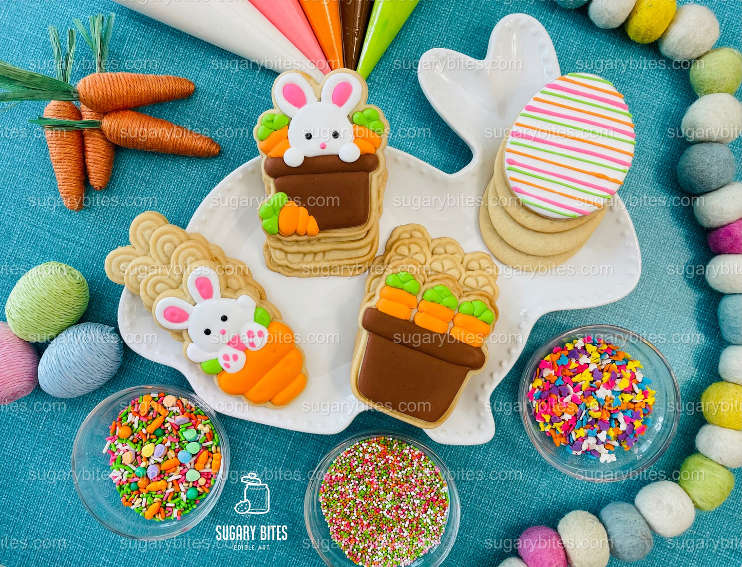 Easter Cookie Decorating Kit, DIY Spring Sugar Cookie Decorating Kit, **INCLUDES 26 ITEMS**,(Large Cookies)…with 5 Icing Bags & Free Bonus!!!