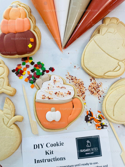 Fall Cookie Decorating Kit, ***INCLUDES 24 ITEMS*** Zoom Party Favors, Assorted Shaped Cookie Kit, (Large Cookies)