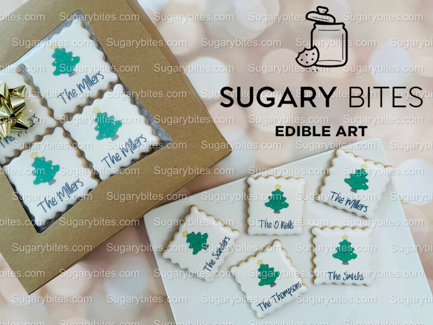 Edible Photo Cookie, Set of 12 Personalized Last Name or Name Edible Cookies, Customizable Printed Cookies, Highly Detailed Edible Image!