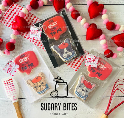 Valentine’s Day Cookies, ***SET of 2 LARGE COOKIES***, Frenchie Lover Cookies
