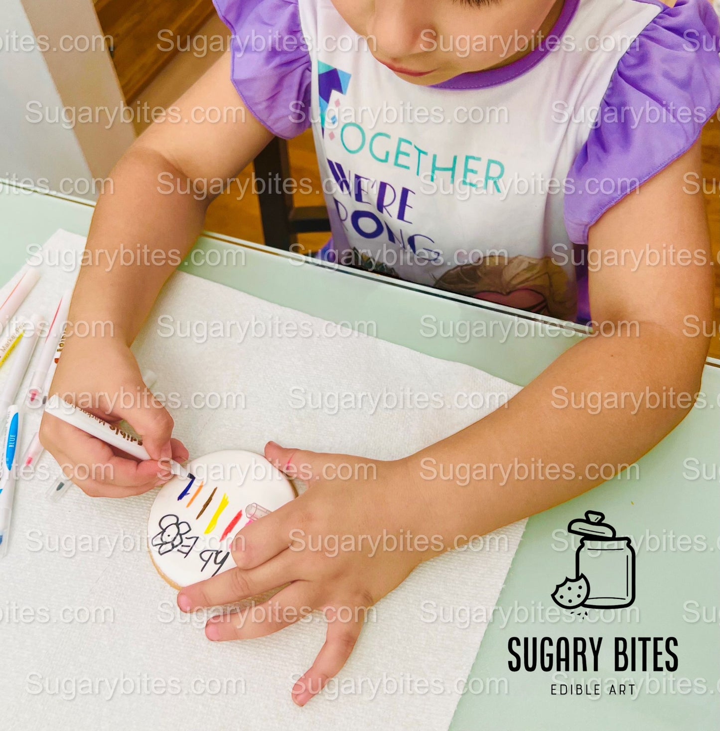 Easter Cookie Coloring Kit with 12 Cookies and 7 Edible Ink Markers, Color your own Easter Sugar Cookies Kit