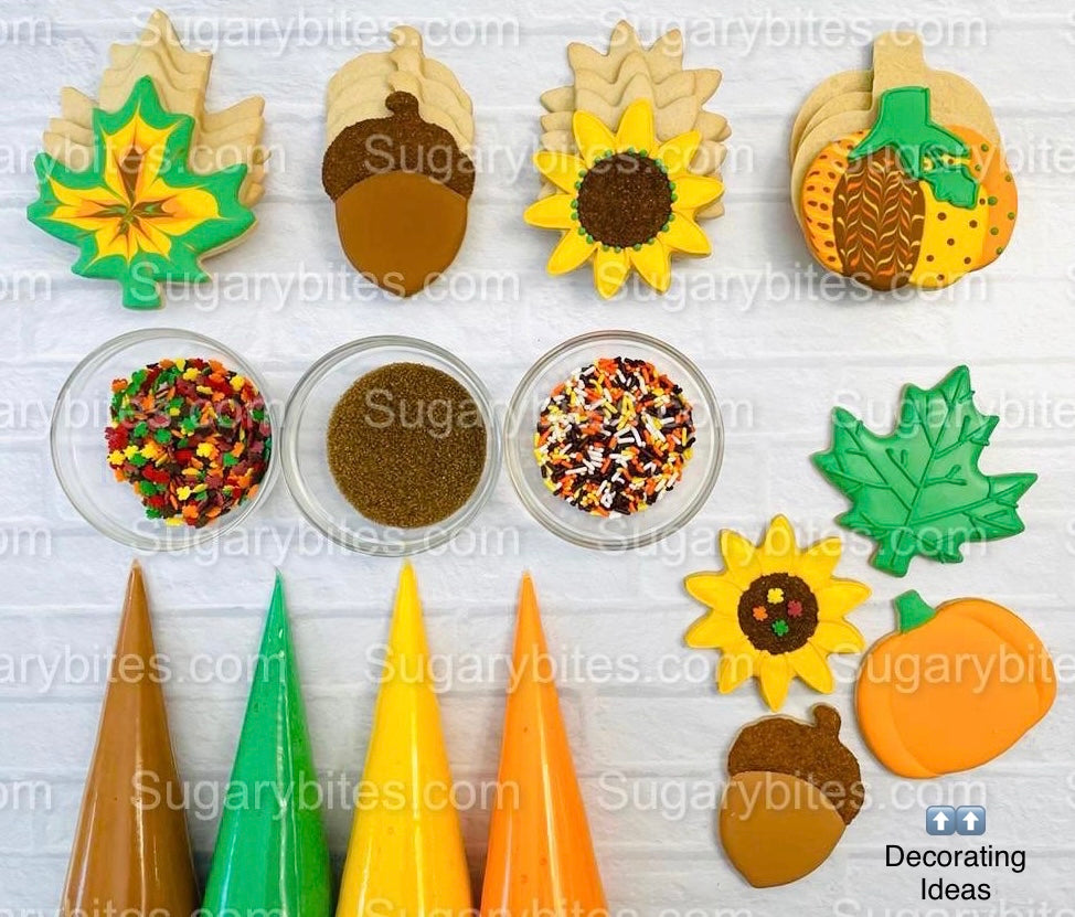 Fall Cookie Decorating Kit, ***INCLUDES 24 ITEMS*** Zoom Party Favors, Assorted Shaped Cookie Kit, (Large Cookies)!