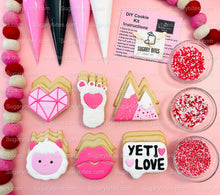 Load image into Gallery viewer, Valentines Cookie Decorating Kit, Heart DIY Cookie Kit, **INCLUDES 24 ITEMS** (Large Cookies), Deluxe Sprinkles Included!!!

