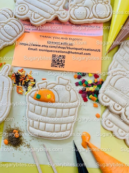 Fall Cookie Decorating Kit, Fall DIY Decorating Cookies Kit, (Large Cookies), **INCLUDES 25 ITEMS**, with 5 Icing Bags and 3 Sprinkles!!!