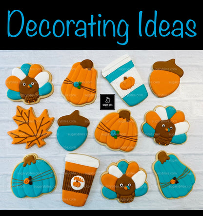 Fall Cookie Decorating Kit, ***INCLUDES 24 ITEMS*** Zoom Party Favors, Assorted Shaped Cookie Kit, (Large Cookies)
