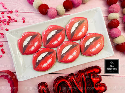 Valentines Cookies, Valentine’s Day Lips Cookies – 12 Large Hand-Decorated Sugar Cookies — Sugar Vanilla or GLUTEN-FREE Vanilla