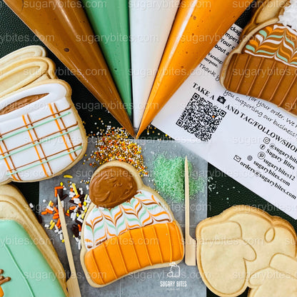 Fall Cookie Decorating Kit, Thanksgiving DIY cookie kit **INCLUDES 24 ITEMS* Zoom Party Favors, Assorted Shaped Cookie Kit, (Large Cookies)