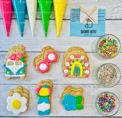 Groovy Cookie Decorating Kit, Summer DIY Sugar Cookie Kit, **INCLUDES 25 ITEMS**, (Large Cookies)… with Deluxe Sprinkles!!!